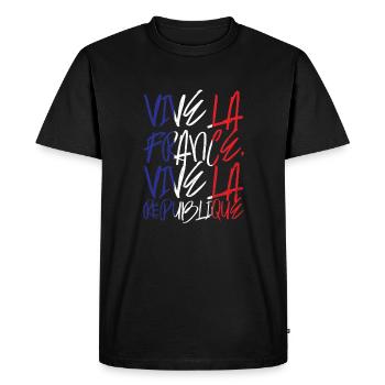 Vive la France, vive la République - T-shirt Premium bio Homme - noir - Devant - Nico (187cm)