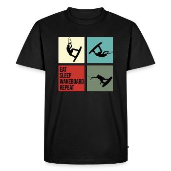 wakeboard wakeboarder cable water rat eat repeat - Men's Premium Organic T-Shirt - black - Front - Nico (187cm)