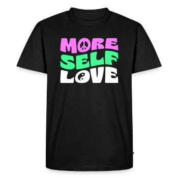 PLUS D’AMOUR DE SOI - T-shirt Premium bio Homme - noir - Devant - Nico (187cm)