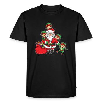 Père Noël elfes | Noël illustration - T-shirt Premium bio Homme - noir - Devant - Nico (187cm)