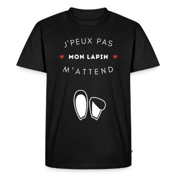 J'peux pas j'ai mon lapin - T-shirt Premium bio Homme - noir - Devant - Nico (187cm)