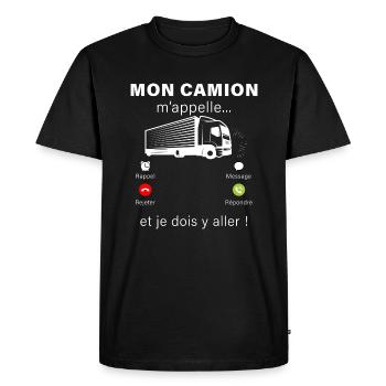 Camion transporteur chauffeur routier - T-shirt Premium bio Homme - noir - Devant - Nico (187cm)