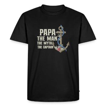 Bateau Papa Capitaine de bateau Ponton Marin Croisière - T-shirt Premium bio Homme - noir - Devant - Nico (187cm)