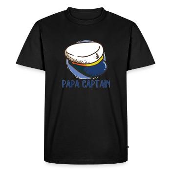 Bateau Papa Capitaine de bateau Ponton Marin Croisière - T-shirt Premium bio Homme - noir - Devant - Nico (187cm)