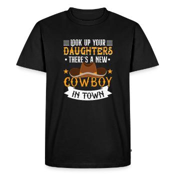 Cowboy Barn Bull Rider Rodeo Country Western - Men's Premium Organic T-Shirt - black - Front - Nico (187cm)