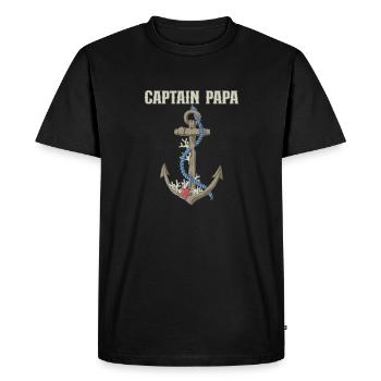 Bateau Papa Capitaine de bateau Ponton Marin Croisière - T-shirt Premium bio Homme - noir - Devant - Nico (187cm)