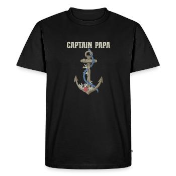 Bateau Papa Capitaine de bateau Ponton Marin Croisière - T-shirt Premium bio Homme - noir - Devant - Nico (187cm)
