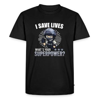 Bureau de police des policiers - T-shirt Premium bio Homme - noir - Devant - Nico (187cm)