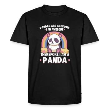 Panda Ours Panda Bambou Faune Chine - T-shirt Premium bio Homme - noir - Devant - Nico (187cm)