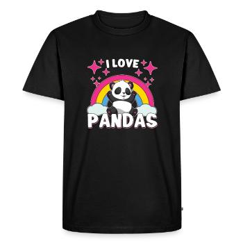Panda Ours Panda Bambou Faune Chine - T-shirt Premium bio Homme - noir - Devant - Nico (187cm)