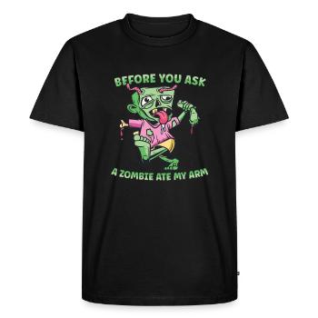 Amputation de l’amputation du bras de la main requise - T-shirt Premium bio Homme - noir - Devant - Nico (187cm)