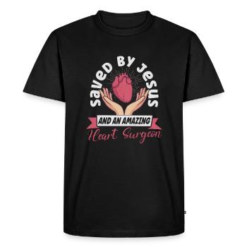 Survivant de la chirurgie cardiaque à cœur ouvert - T-shirt Premium bio Homme - noir - Devant - Nico (187cm)
