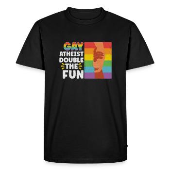 Gay LGBTQ Athée Athéisme Anti Religion Securalisme - T-shirt Premium bio Homme - noir - Devant - Nico (187cm)