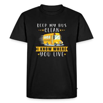 Drôle d’anniversaire d’appréciation du chauffeur d’autobus scolaire - T-shirt Premium bio Homme - noir - Devant - Nico (187cm)