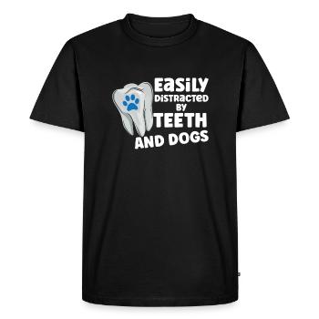 Idée cadeau d’hygiéniste dentaire dentiste: Amour interdit - T-shirt Premium bio Homme - noir - Devant - Nico (187cm)
