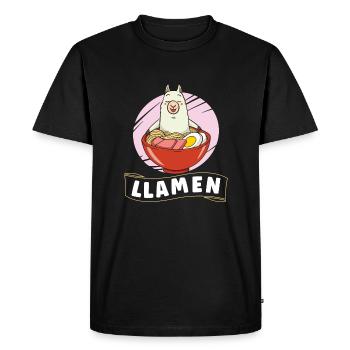 Ramen Fan Cuisine Japonaise Llama Llamas Cadeau - T-shirt Premium bio Homme - noir - Devant - Nico (187cm)