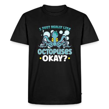 Octopus Animaux marins Créature marine Calmar Poison - T-shirt Premium bio Homme - noir - Devant - Nico (187cm)