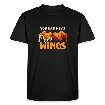 Ailes de poulet Aile de poulet chaud cuit Restauration rapide - T-shirt Premium bio Homme - noir - Devant - Nico (187cm)