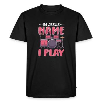 Drum Player Jesus Drum set Pick Jesus Drums Player - Men's Premium Organic T-Shirt - black - Front - Nico (187cm)