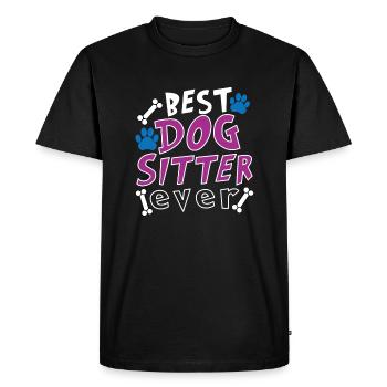 Chien assis Chiot Dog Sitter Dog Sitter - T-shirt Premium bio Homme - noir - Devant - Nico (187cm)