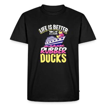 Canards en caoutchouc Canard Duck Lovers Salle de bain - T-shirt Premium bio Homme - noir - Devant - Nico (187cm)