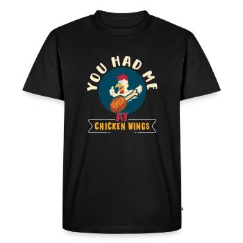 Ailes de poulet Aile de poulet chaud cuit Restauration rapide - T-shirt Premium bio Homme - noir - Devant - Nico (187cm)