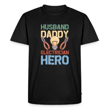 Electrician Electrical Engineer Lineman Electrical - Men's Premium Organic T-Shirt - black - Front - Nico (187cm)