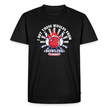 Funny Bowling Team Bowler Strike Gift Idea - Men's Premium Organic T-Shirt - black - Front - Nico (187cm)