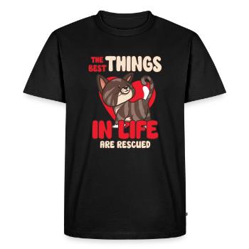 Sauvetage des chats SAUVETAGE DES DROITS DES ANIMAUX Adoption de chats - T-shirt Premium bio Homme - noir - Devant - Nico (187cm)
