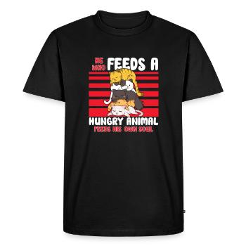 Sauvetage des chats SAUVETAGE DES DROITS DES ANIMAUX Adoption de chats - T-shirt Premium bio Homme - noir - Devant - Nico (187cm)