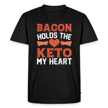 Amateurs de bacon Drôle de bacon Célèbre nourriture Keto - T-shirt Premium bio Homme - noir - Devant - Nico (187cm)