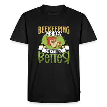 Abeille mellifère Apiculture Apiculteur Apiculture - T-shirt Premium bio Homme - noir - Devant - Nico (187cm)