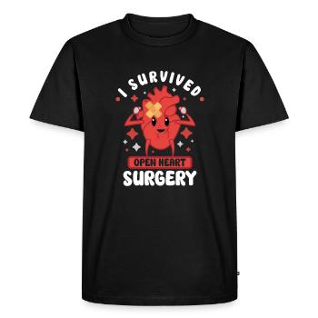 Crise cardiaque Chirurgie à cœur ouvert Chirurgie cardiaque Cadeau - T-shirt Premium bio Homme - noir - Devant - Nico (187cm)