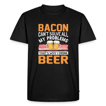 Amateurs de bacon Drôle de bacon Célèbre nourriture Keto - T-shirt Premium bio Homme - noir - Devant - Nico (187cm)