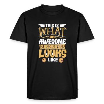 Abeille mellifère Apiculture Apiculteur Apiculture - T-shirt Premium bio Homme - noir - Devant - Nico (187cm)