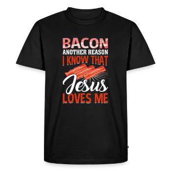 Amateurs de bacon Drôle de bacon Célèbre nourriture Keto - T-shirt Premium bio Homme - noir - Devant - Nico (187cm)