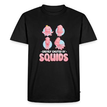 Amoureux des calmars Poulpe Drôle - T-shirt Premium bio Homme - noir - Devant - Nico (187cm)
