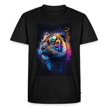 Coloured tiger with blobs - Men's Premium Organic T-Shirt - black - Front - Nico (187cm)