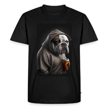 Bulldog morning grouch coffee colleague office - Men's Premium Organic T-Shirt - black - Front - Nico (187cm)