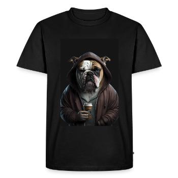 Bulldog morning grouch coffee colleague office - Men's Premium Organic T-Shirt - black - Front - Nico (187cm)