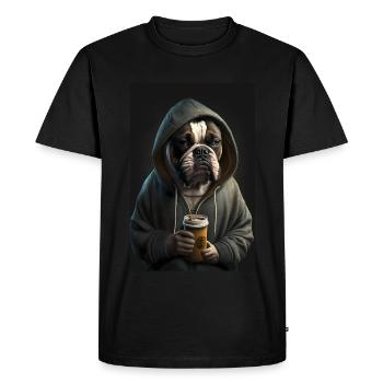Bulldog Boxer Morning Grouch Coffee Colleague Office - Men's Premium Organic T-Shirt - black - Front - Nico (187cm)