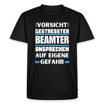 Ne parlez pas à un fonctionnaire stressé ! - T-shirt Premium bio Homme - noir - Devant - Nico (187cm)