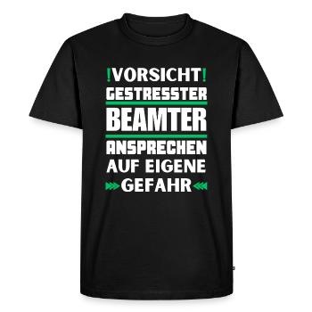 Ne parlez pas à un fonctionnaire stressé ! - T-shirt Premium bio Homme - noir - Devant - Nico (187cm)