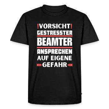 Ne parlez pas à un fonctionnaire stressé ! - T-shirt Premium bio Homme - noir - Devant - Nico (187cm)