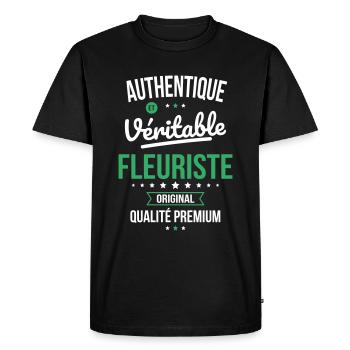 Authentique et véritable fleuriste - Original - T-shirt Premium bio Homme - noir - Devant - Nico (187cm)