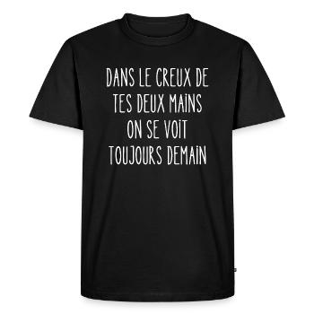 Dans le creux de tes deux mains - T-shirt Premium bio Homme - noir - Devant - Nico (187cm)