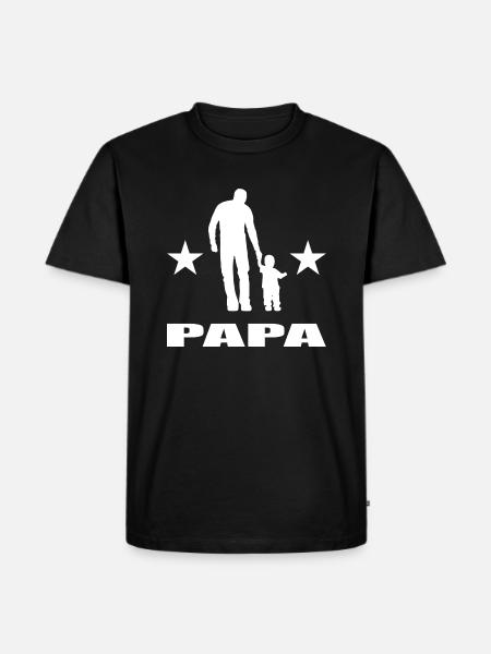 Papa - Männer Premium Bio T-Shirt - Schwarz
