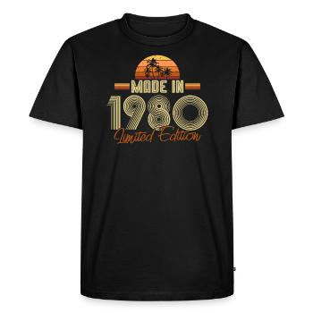 1980 né cadeau d'anniversaire rétro - T-shirt Premium bio Homme - noir - Devant - Nico (187cm)