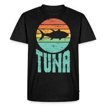 Vintage Tuna Artwork Fishing Lover - Men's Premium Organic T-Shirt - black - Front - Nico (187cm)
