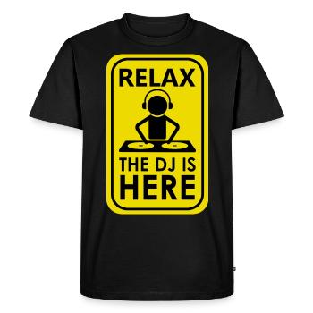 Détendez-vous Le DJ est ici Musique Disc Jockey Club - T-shirt Premium bio Homme - noir - Devant - Nico (187cm)